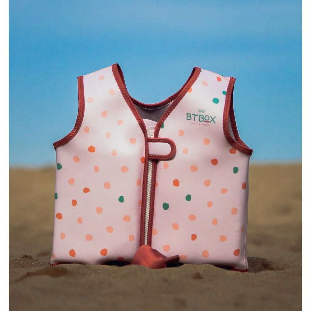 CHALECO FLOTADOR LUNARES ROSA 20-28KG TALLA M