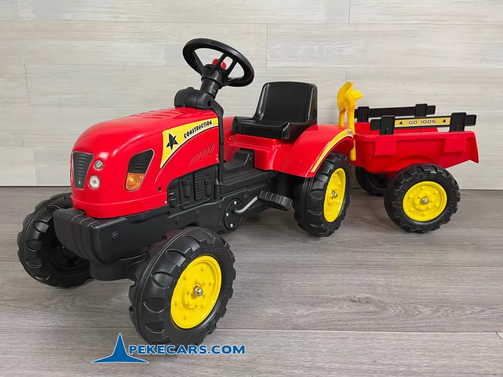 TRACTOR A PEDALES CON REMOLQUE ROJO - Imagen 3