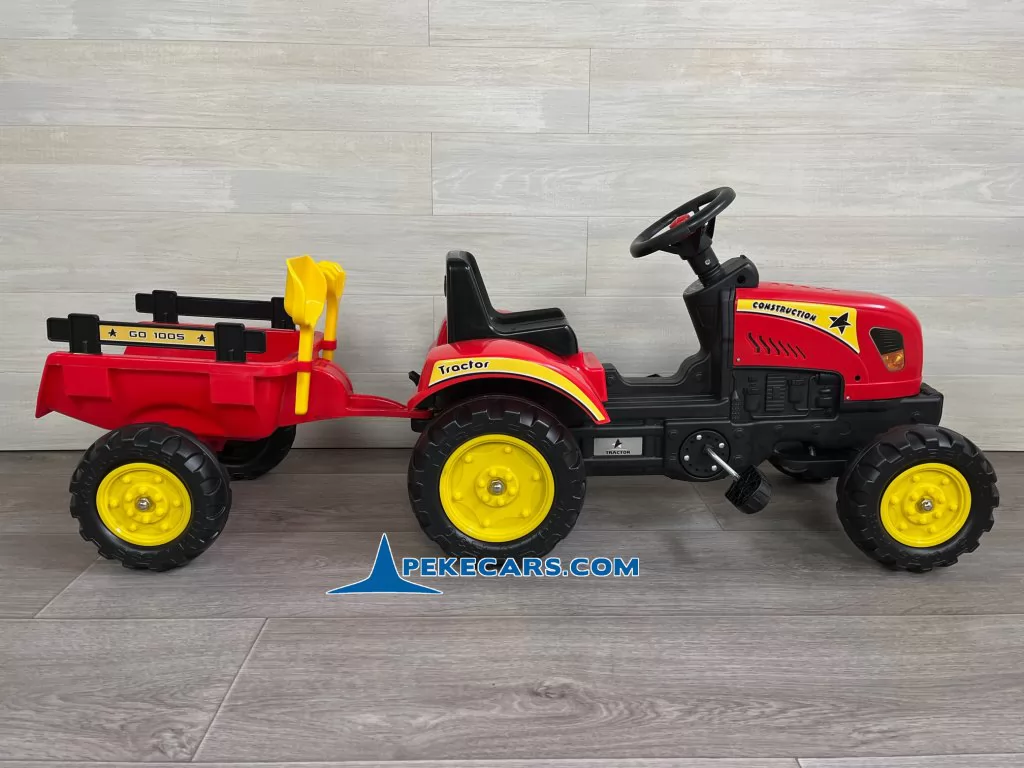 TRACTOR A PEDALES CON REMOLQUE ROJO - Imagen 6