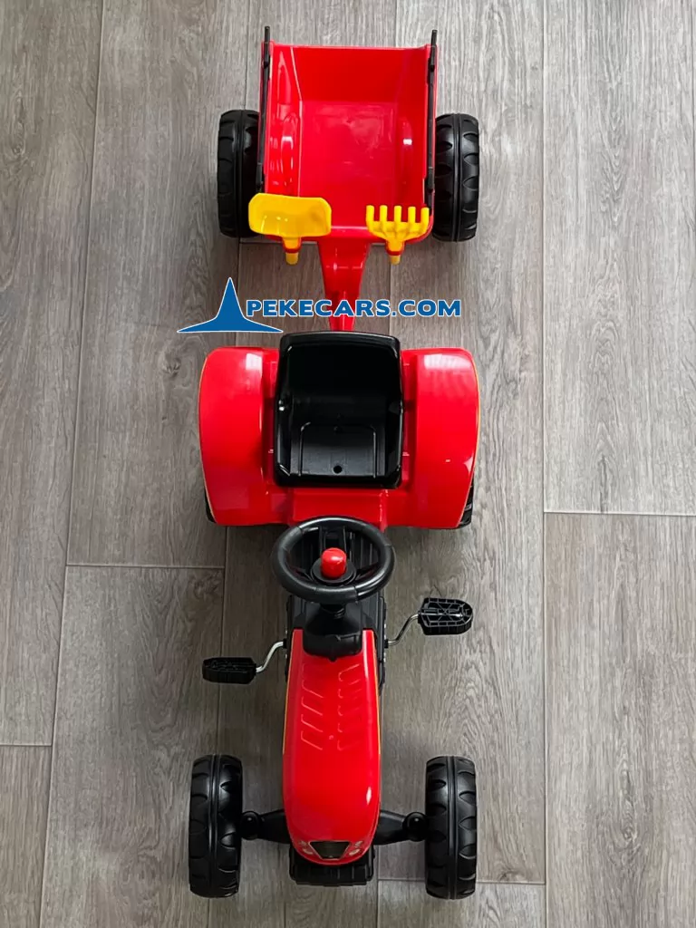 TRACTOR A PEDALES CON REMOLQUE ROJO - Imagen 8