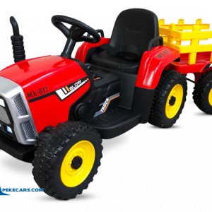 Tractor Eléctrico Peketrac 7100 Case Iii Style Con Remolque Rojo