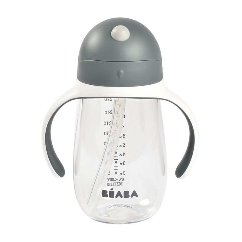 TAZA CON PAJITA 300 ML MINERAL GREY