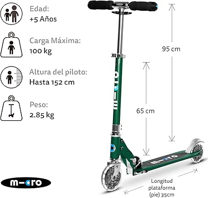 PATINETE SPRITE VERDE LED - Imagen 5