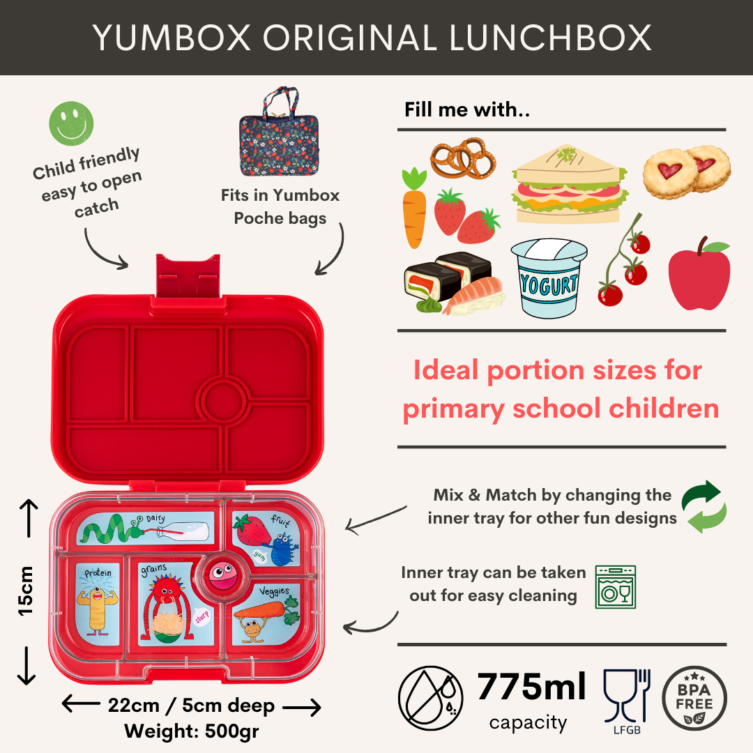 FIAMBRERA YUMBOX/6 WOW RED FUNNY MONSTERS TRAY - Imagen 2