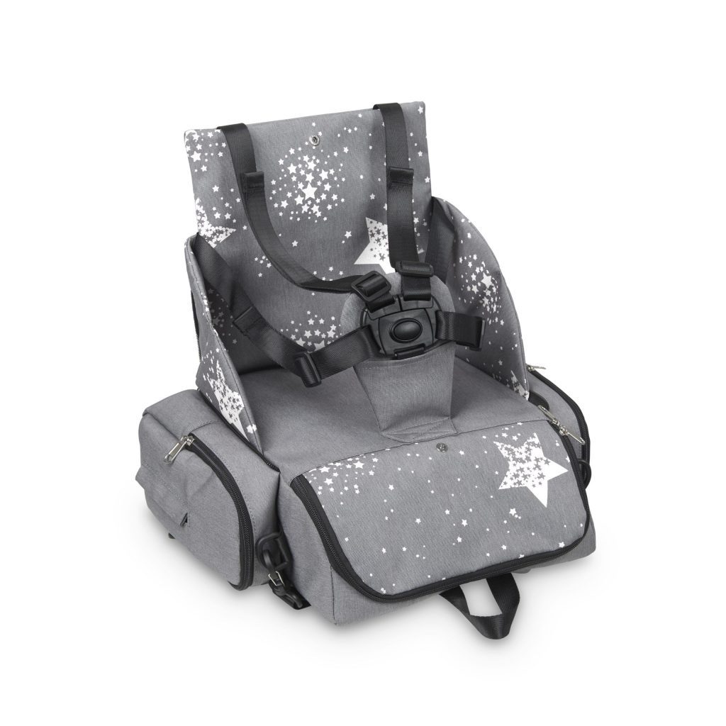 BOLSO/MOCHILA ELEVADOR PORTATIL GRIS ESTRELLAS BLANCAS