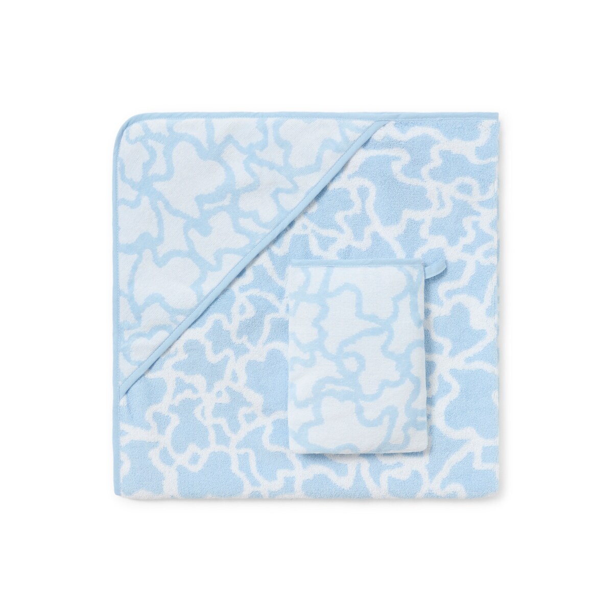 TOUS TOALLA/CAPA DE BAÑO CON MANOPLA CELESTE/CIELO - Imagen 2