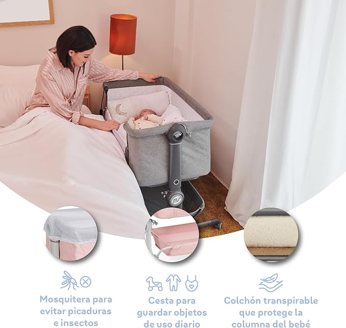 MINICUNA COMFY ROSA C/TEXTIL WISH - Imagen 6