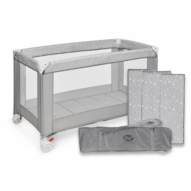 CUNA DE VIAJE BASIC GRIS ESTRELLAS