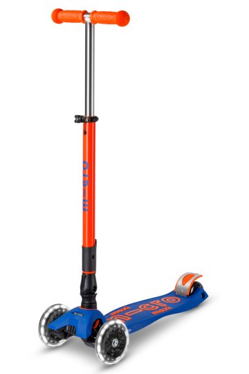 PATINETE MAXI DELUXE PLEGABLE NEON LED AZUL/NARANJA