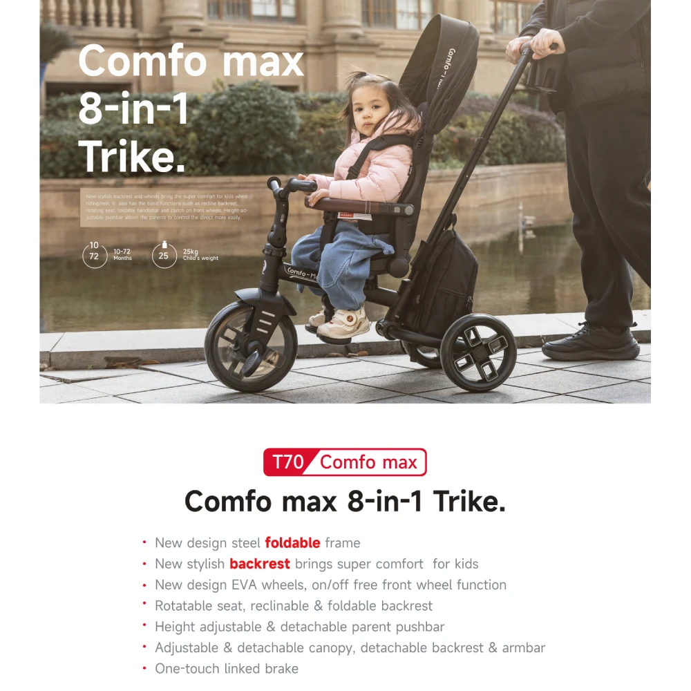 TRICICLO EVOLUTIVO PLEGABLE COMFO MAX BLACK - Imagen 2