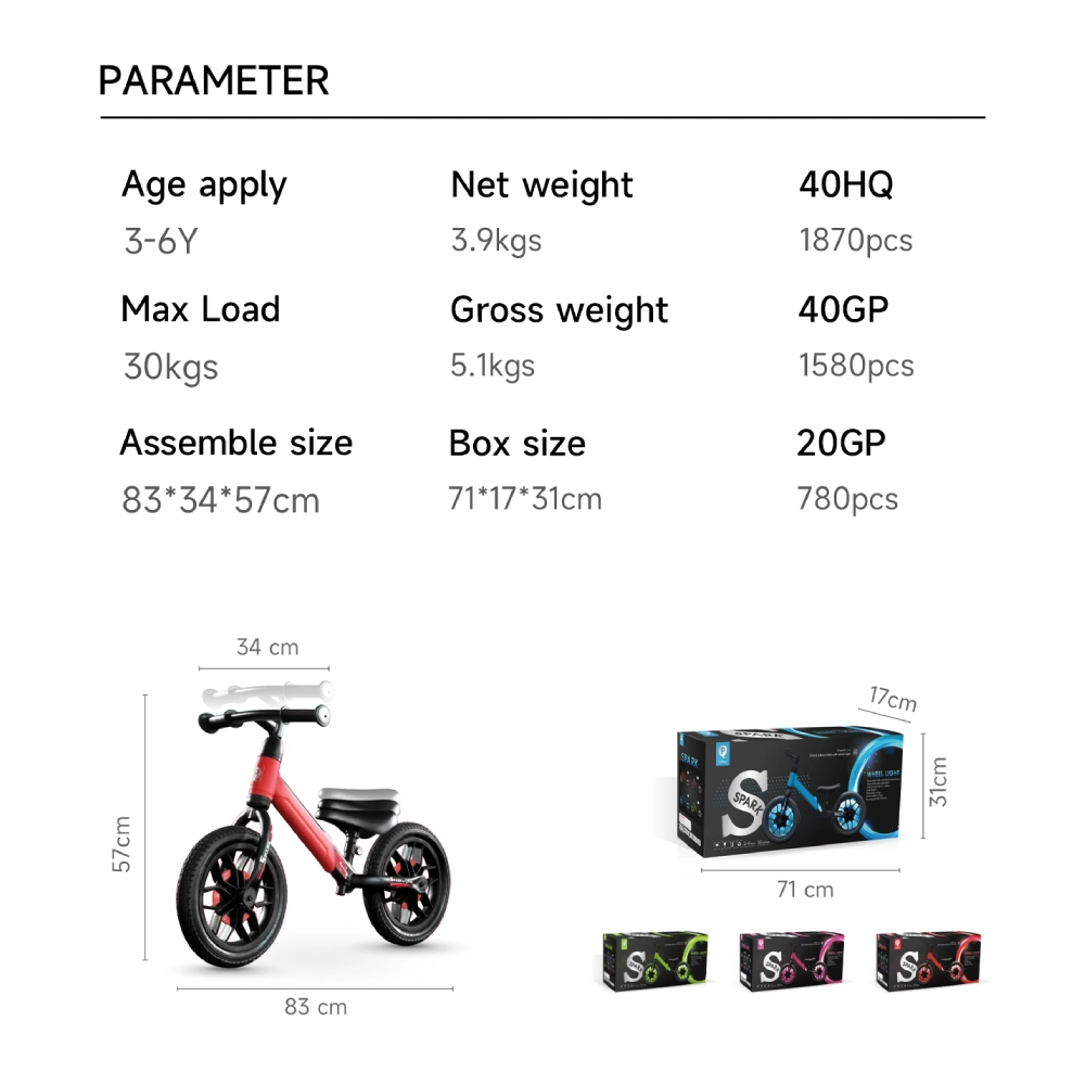 BICICLETA EQUILIBRIO SPARK RED - Imagen 3