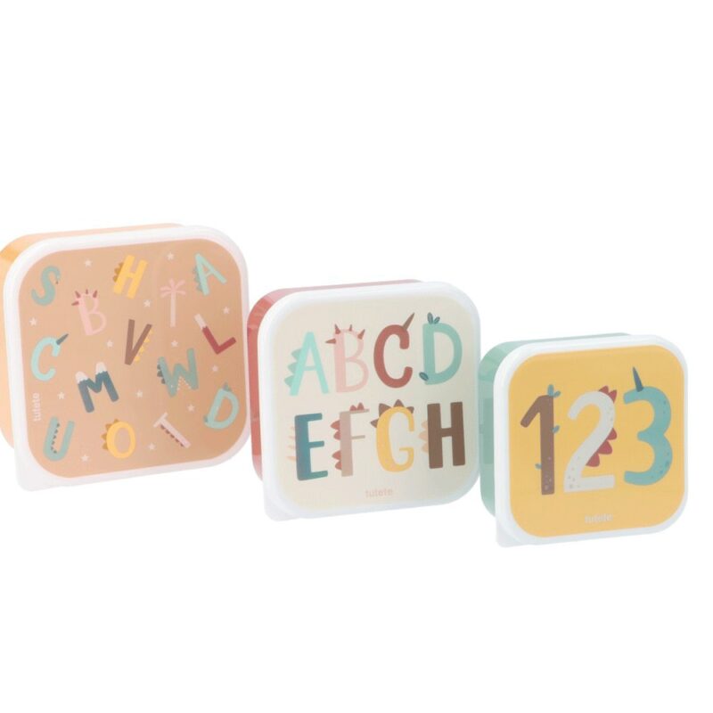 3 CAJAS ALMUERZO FUNNY LETTERS