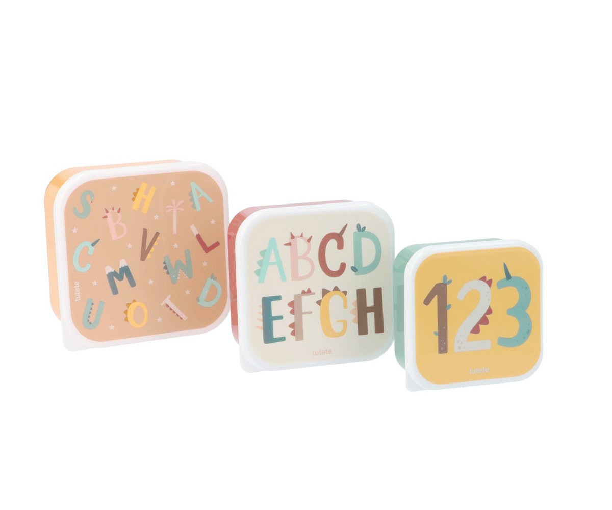 3 CAJAS ALMUERZO FUNNY LETTERS