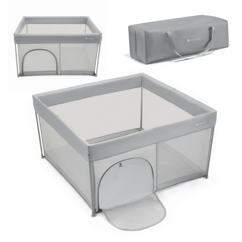 PARQUE DE JUEGOS PLEGABLE ZIKI GRIS 120X120CM