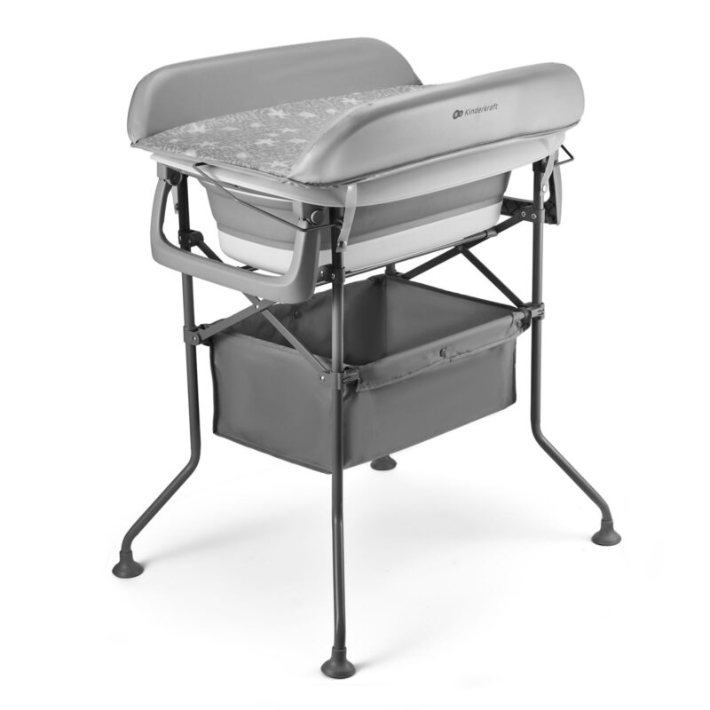 BAÑERA PLEGABLE CON CAMBIADOR Y SOPORTE BUBBLY GRIS