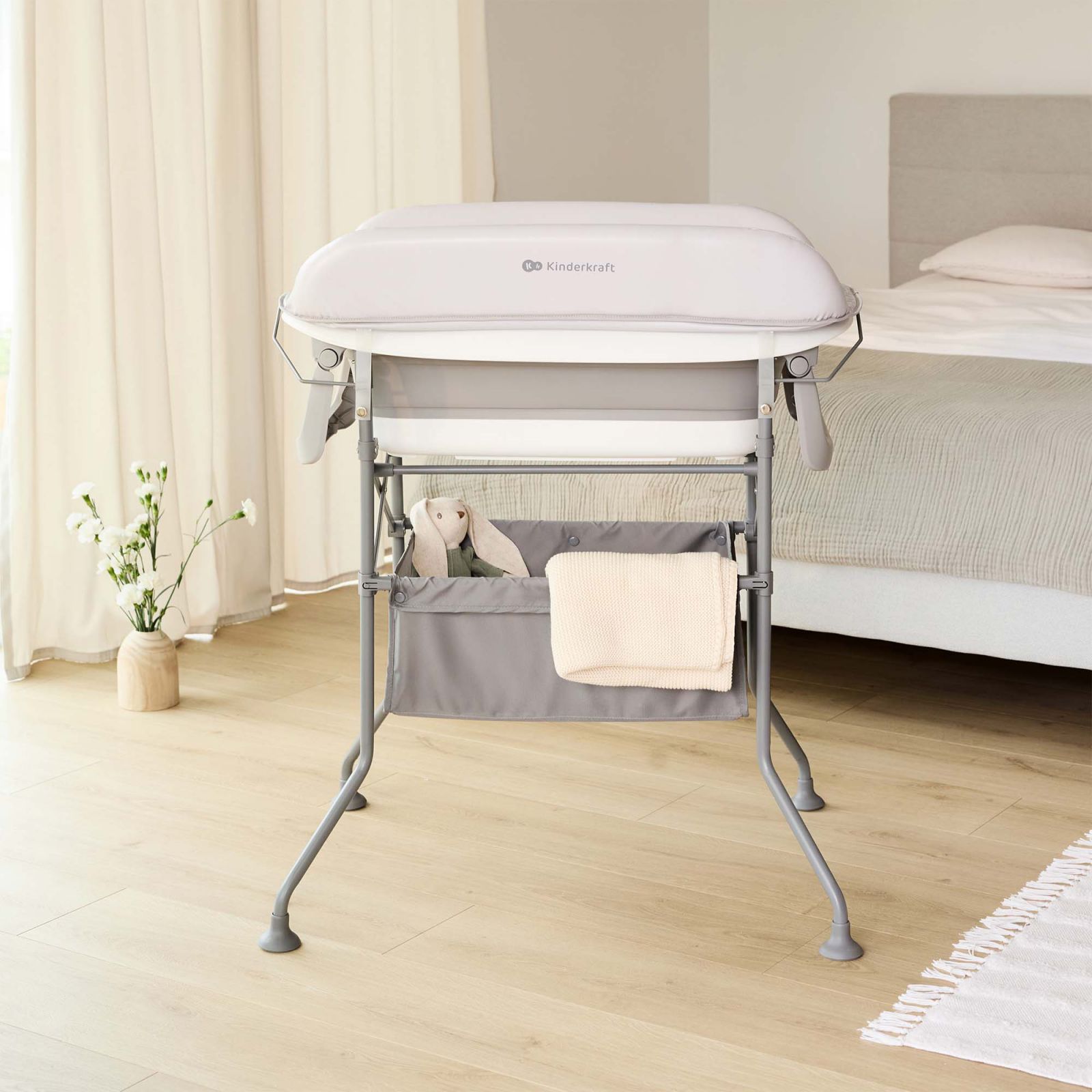 BAÑERA PLEGABLE CON CAMBIADOR Y SOPORTE BUBBLY GRIS - Imagen 8