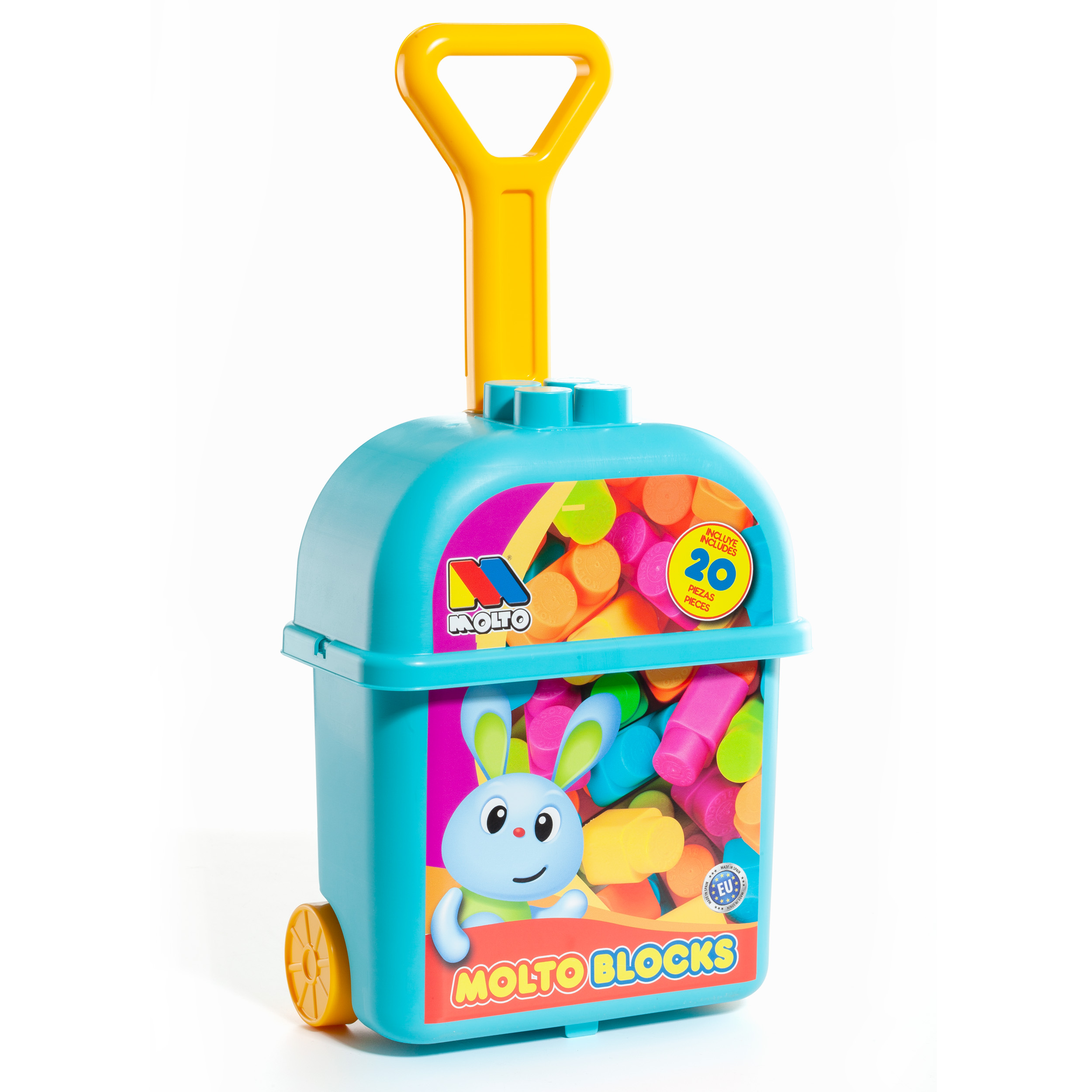 CARRITO/TROLLEY AZUL CON 20 BLOQUES