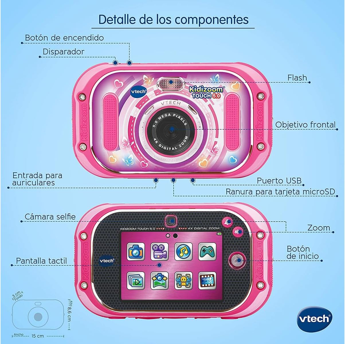 CAMARA DIGITAL KIDIZOOM TOUCH 5MP ROSA PANTALLA TACTIL - Imagen 2