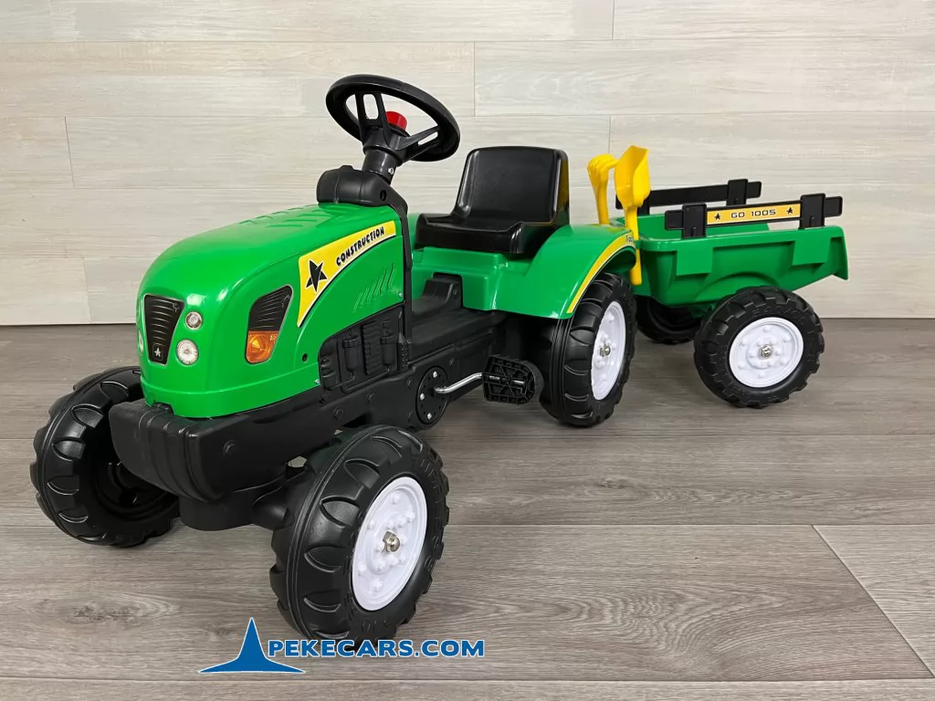 TRACTOR A PEDALES CON REMOLQUE VERDE - Imagen 15