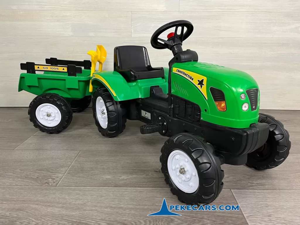 TRACTOR A PEDALES CON REMOLQUE VERDE - Imagen 13