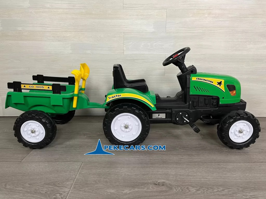 TRACTOR A PEDALES CON REMOLQUE VERDE - Imagen 12