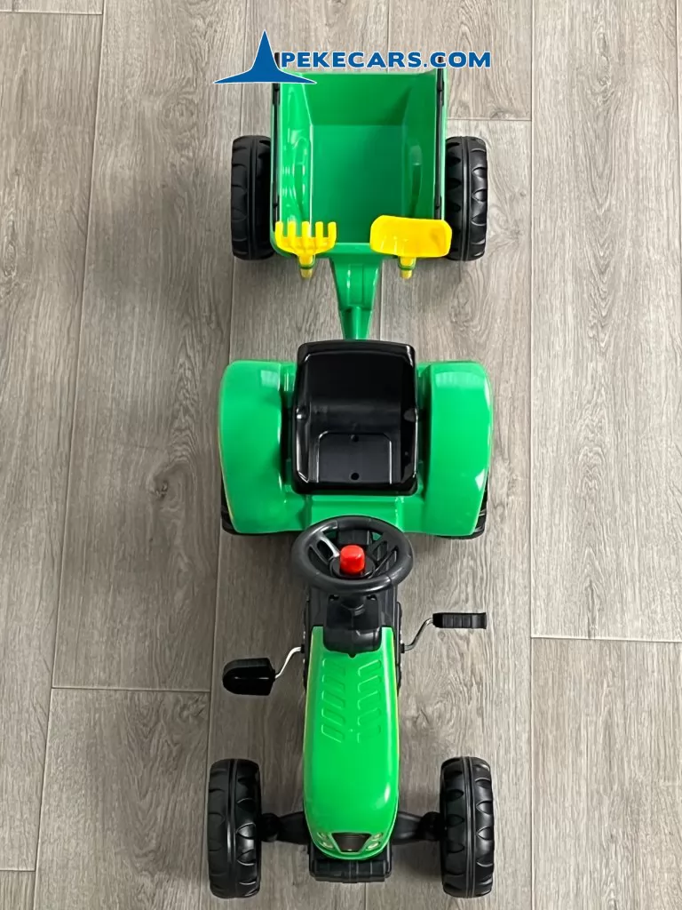 TRACTOR A PEDALES CON REMOLQUE VERDE - Imagen 10