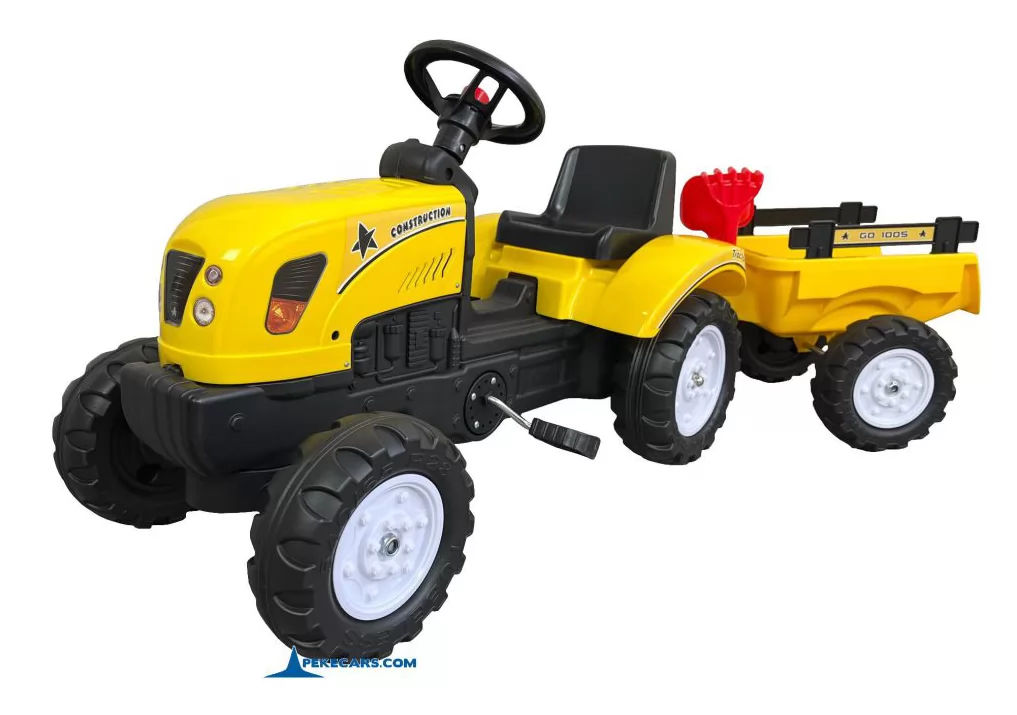 TRACTOR A PEDALES CON REMOLQUE AMARILLO