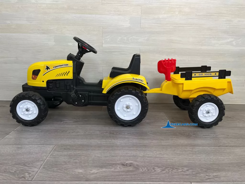 TRACTOR A PEDALES CON REMOLQUE AMARILLO - Imagen 15