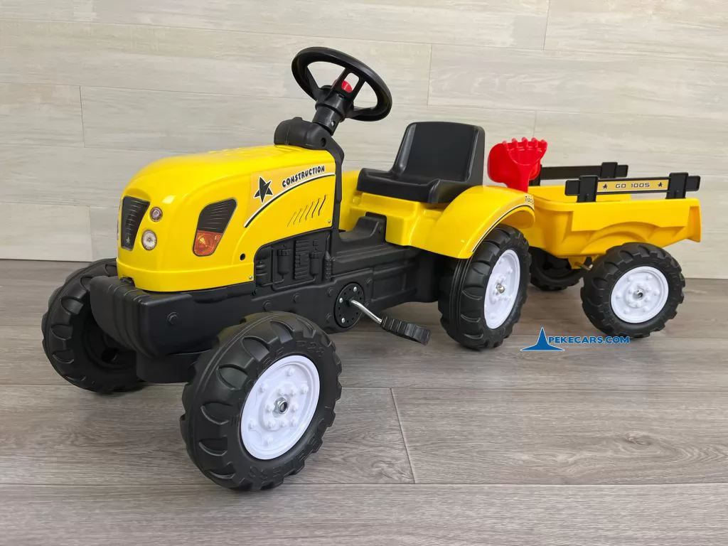 TRACTOR A PEDALES CON REMOLQUE AMARILLO - Imagen 14