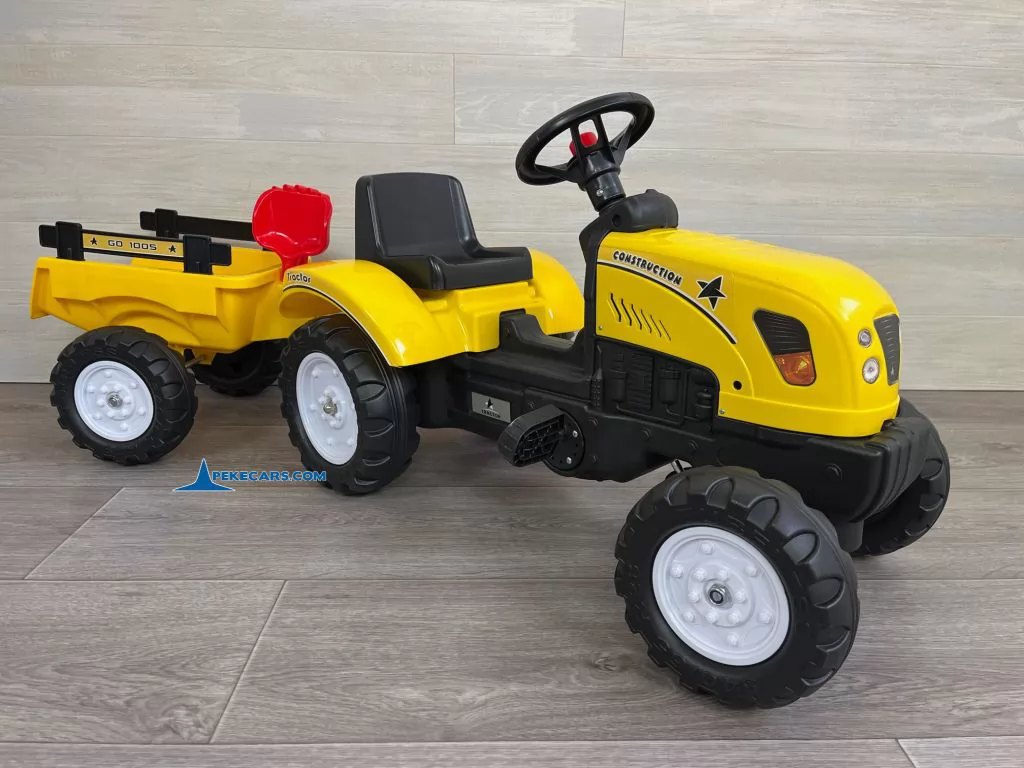 TRACTOR A PEDALES CON REMOLQUE AMARILLO - Imagen 12