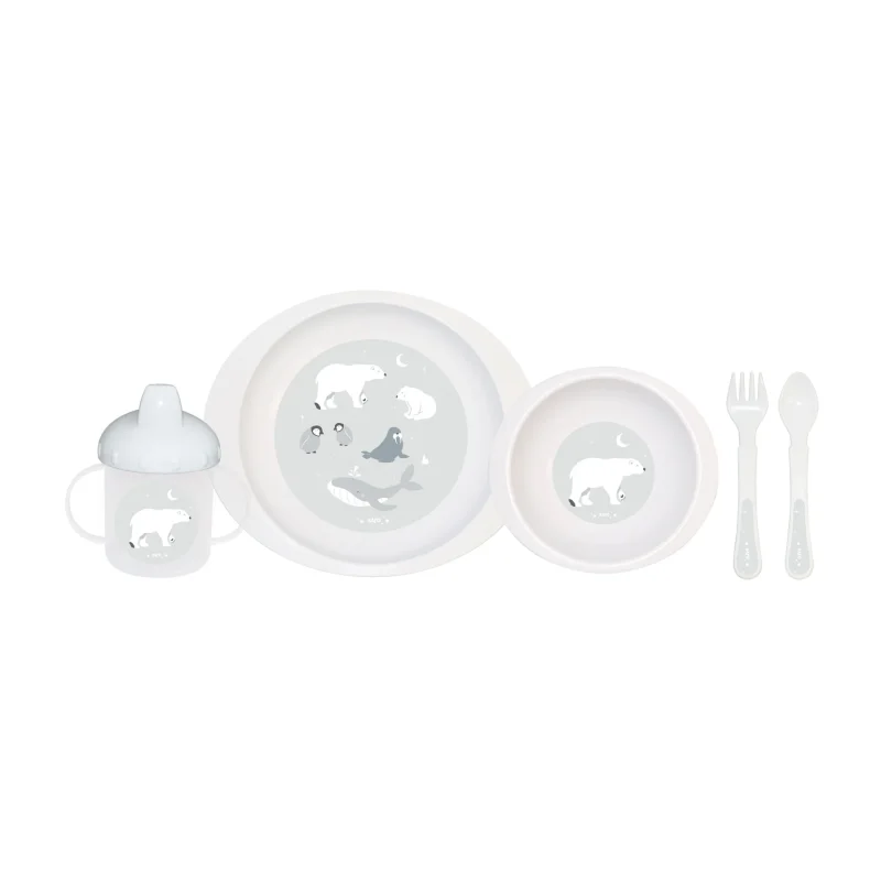 VAJILLA MICROONDAS POLARIS GRIS 5PZAS