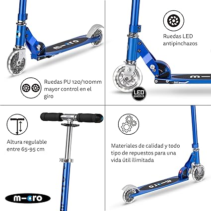 PATINETE SPRITE AZUL ZAFIRO CON LED - Imagen 5