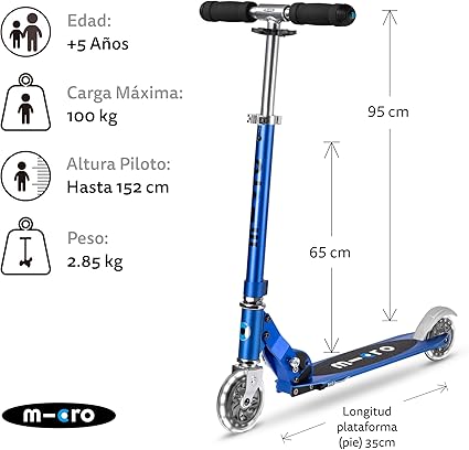 PATINETE SPRITE AZUL ZAFIRO CON LED - Imagen 6