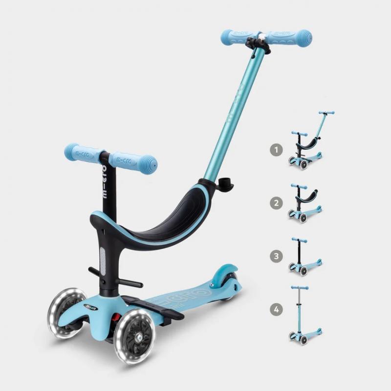 PATINETE MINI 4EN1 DELUXE AZUL CON LED