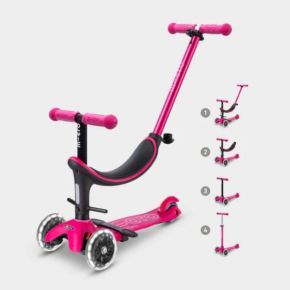 PATINETE MINI 4EN1 DELUXE ROSA CON LED