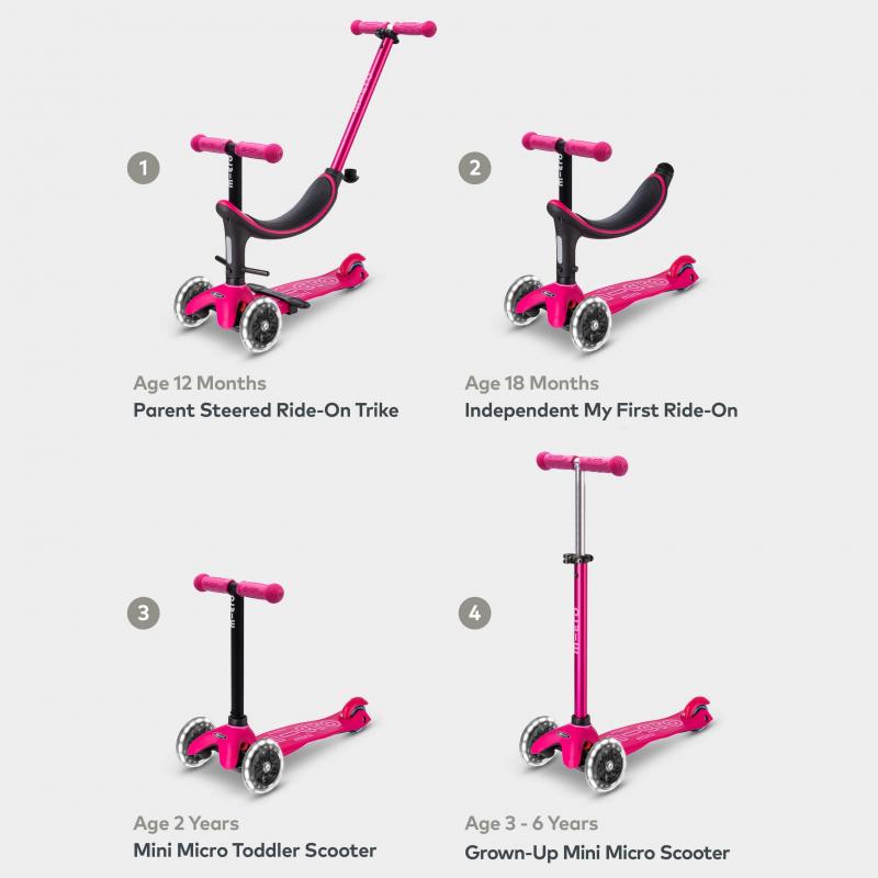 PATINETE MINI 4EN1 DELUXE ROSA CON LED - Imagen 2