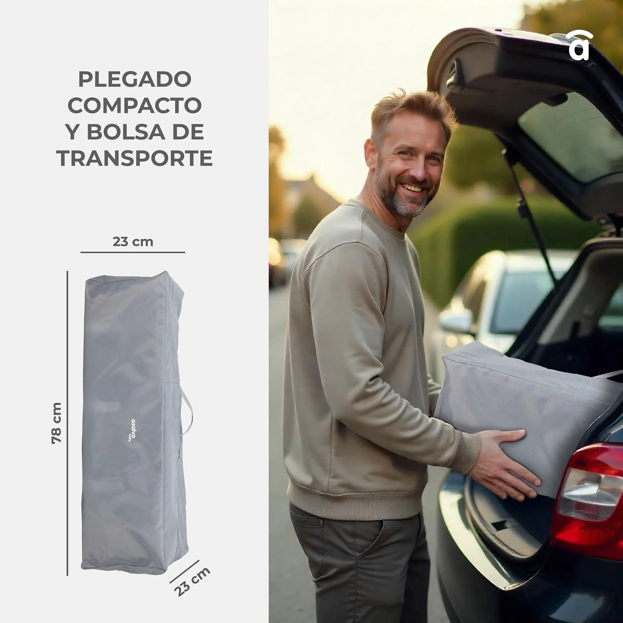 CUNA DE VIAJE COMPLETA CONEJITO GRIS - Imagen 3