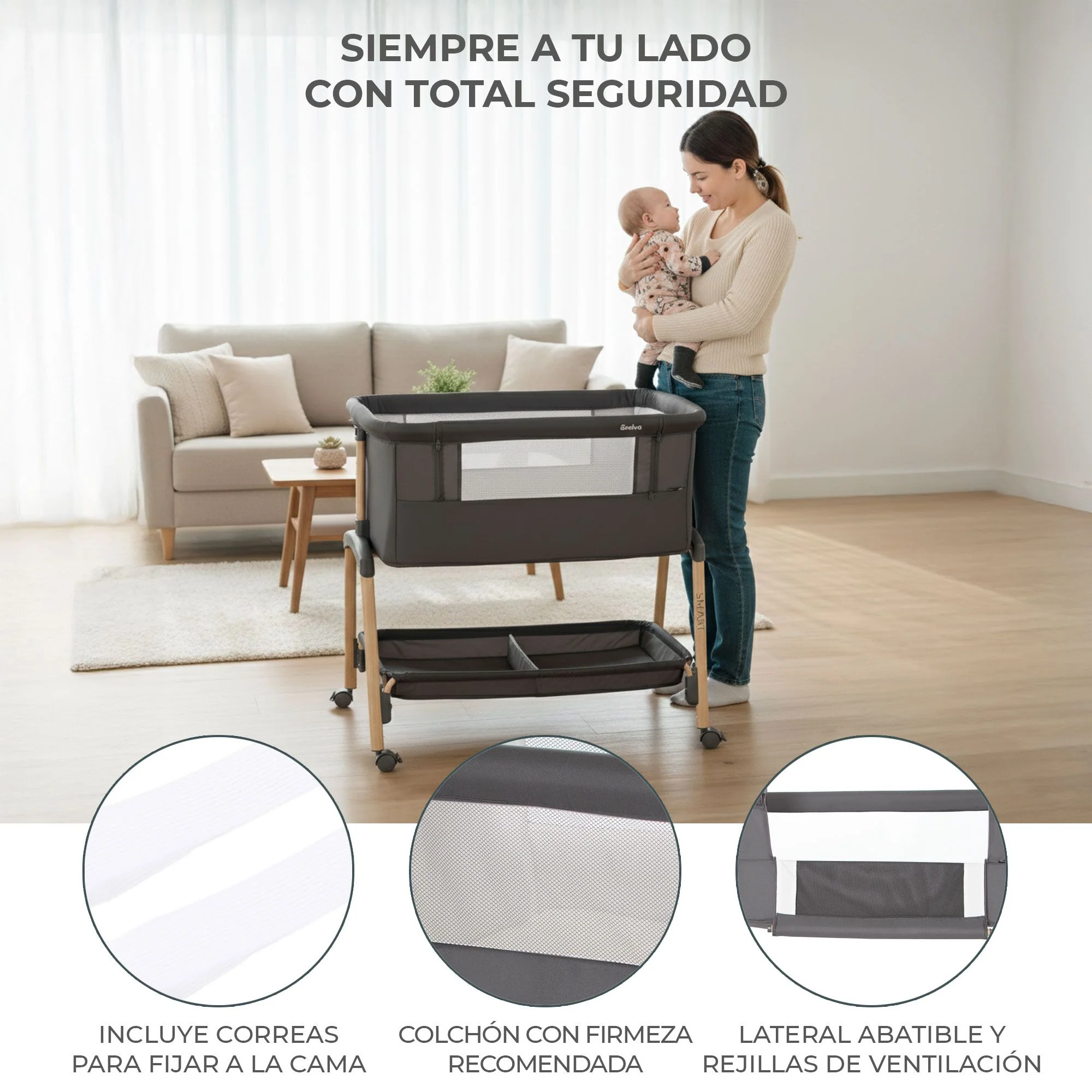 MINICUNA COLECHO SMART BEIGE - Imagen 3