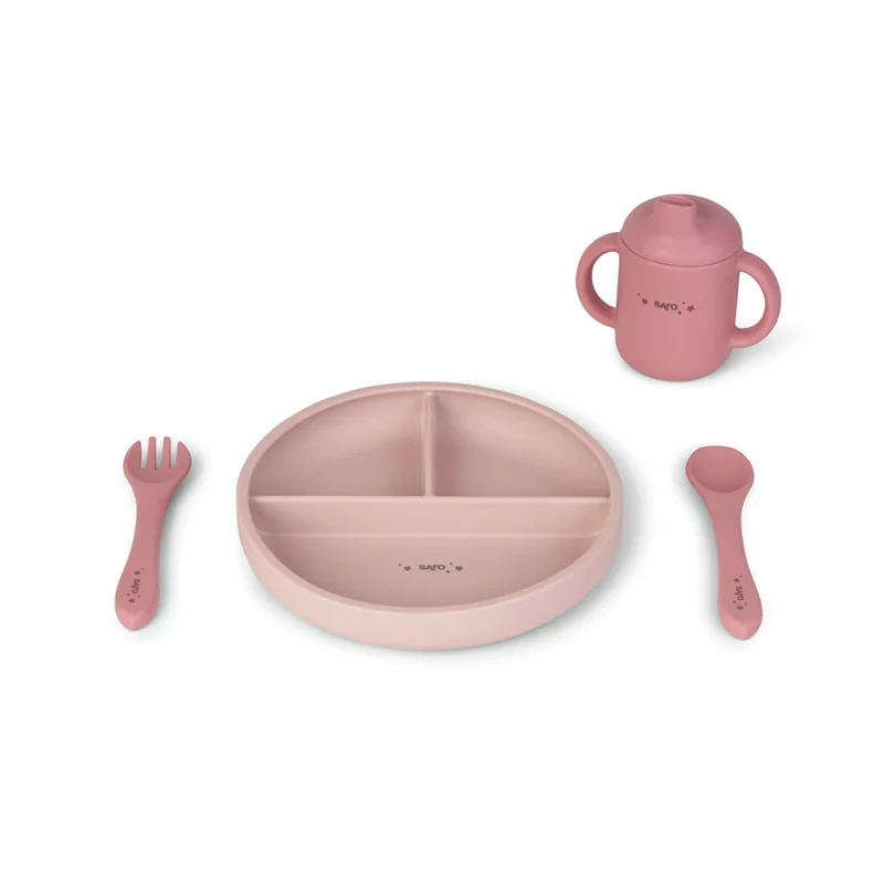 VAJILLA SILICONA FOOD&FUN ROSA