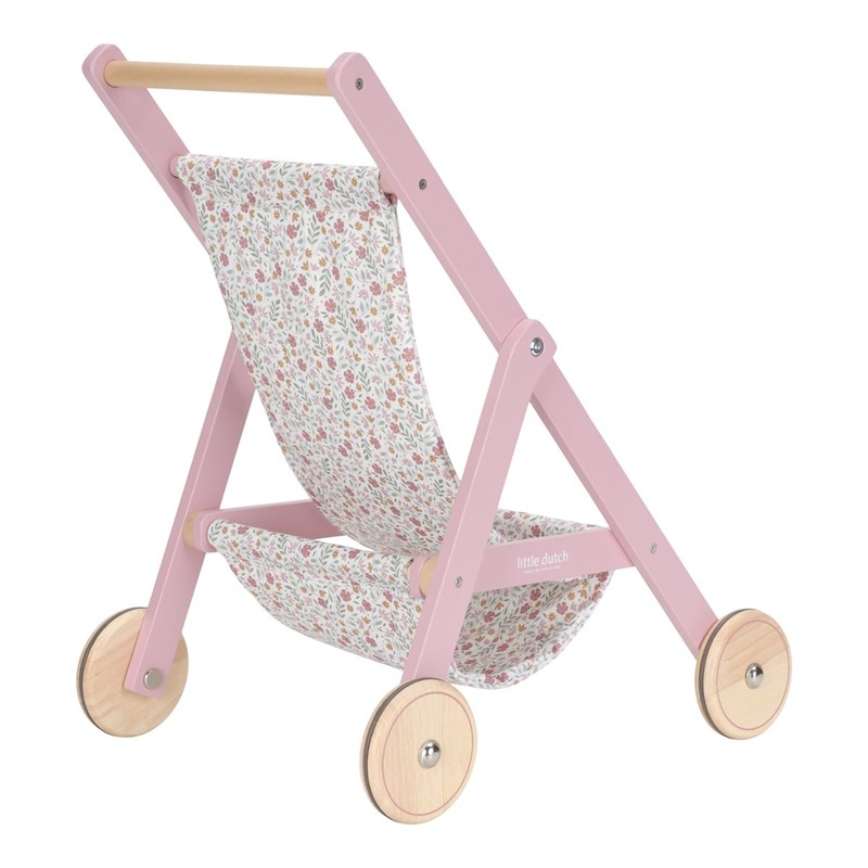 SILLA/CARRITO DE MADERA ROSA PARA MUÑECAS - Imagen 6