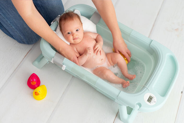 BAÑERA PLEGABLE CON TERMOMETRO BLUE - Imagen 3
