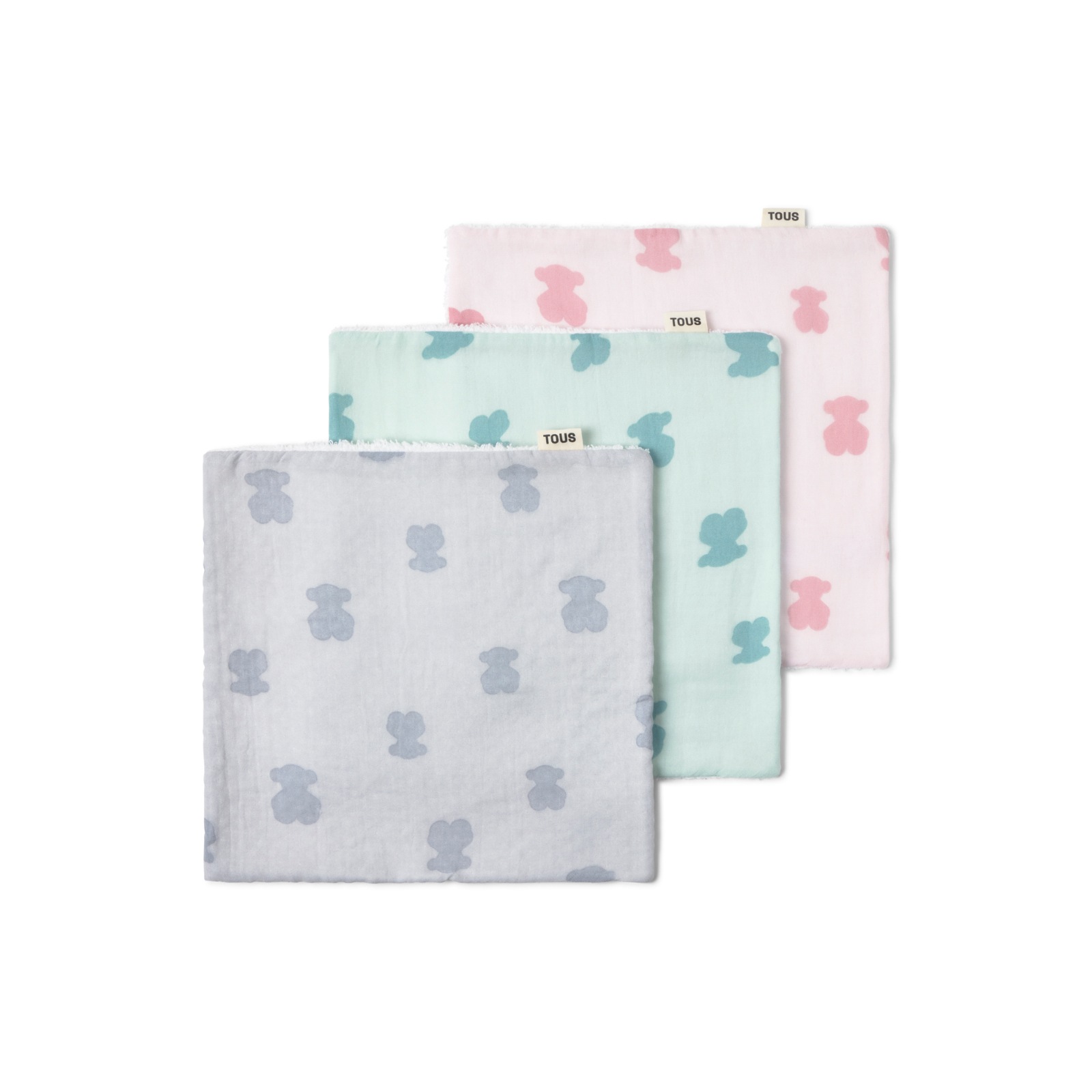 SET 3 MINI GASAS MUSELINA ROSA 30x30CM - Imagen 2
