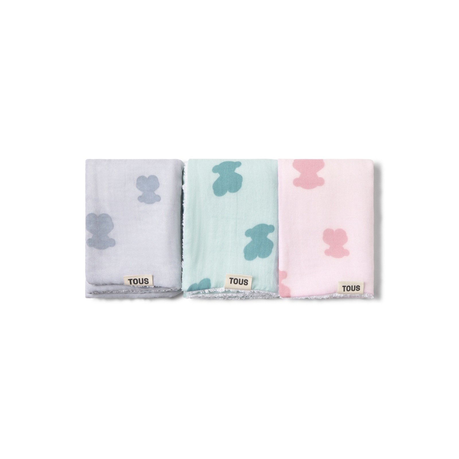 SET 3 MINI GASAS MUSELINA ROSA 30x30CM - Imagen 3