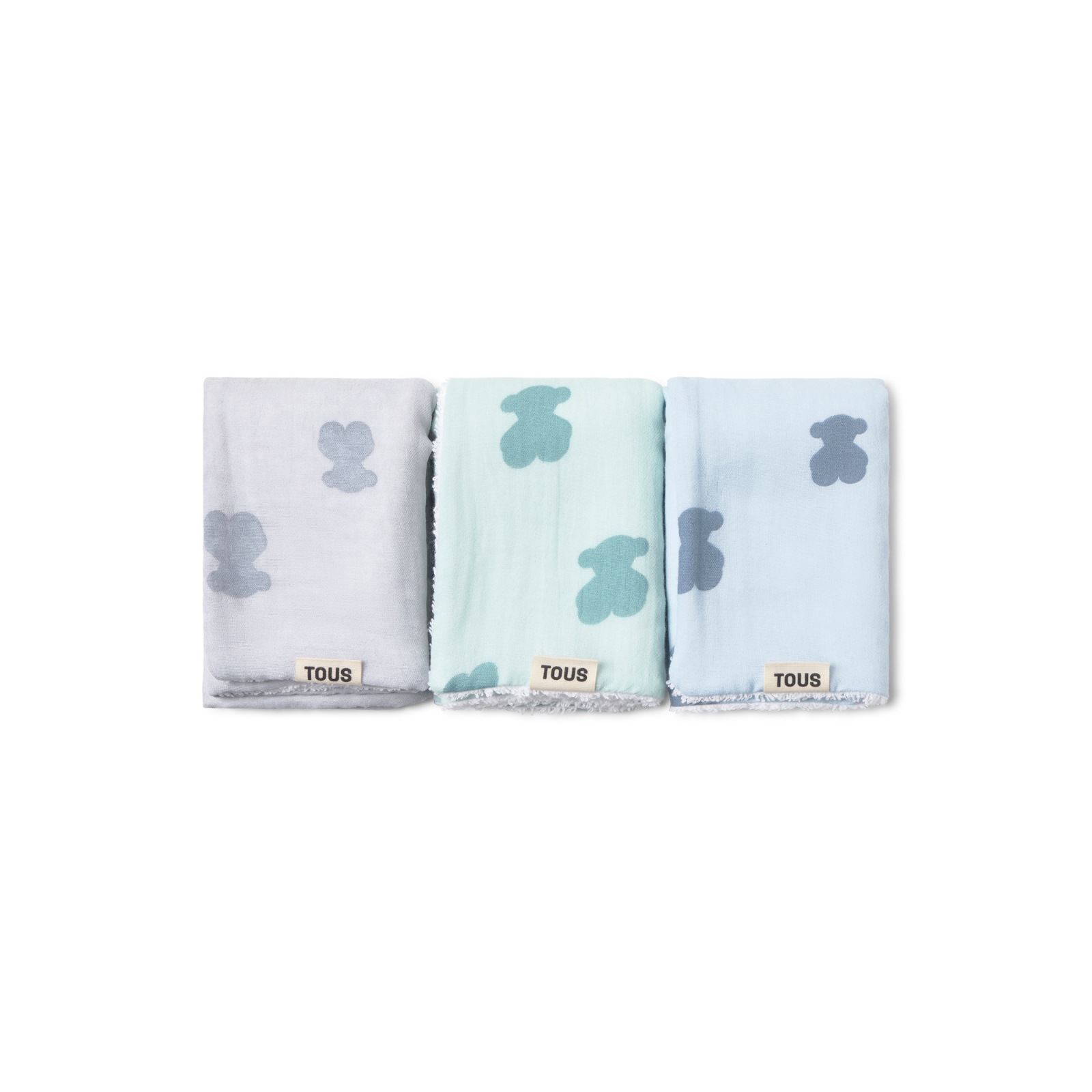 SET 3 MINI GASAS MUSELINA CELESTE 30x30CM - Imagen 2