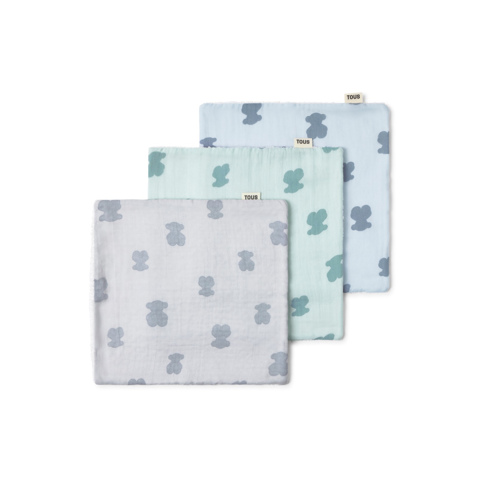 SET 3 MINI GASAS MUSELINA CELESTE 30x30CM - Imagen 4