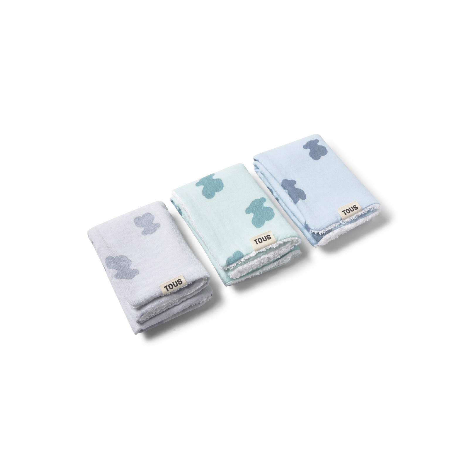 SET 3 MINI GASAS MUSELINA CELESTE 30x30CM - Imagen 3