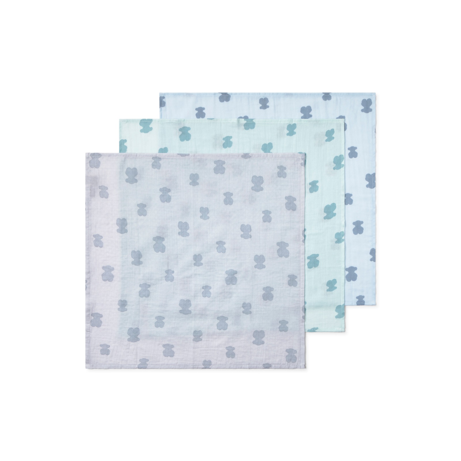 SET 3 GASAS MUSELINA CELESTE 55x55CM - Imagen 2