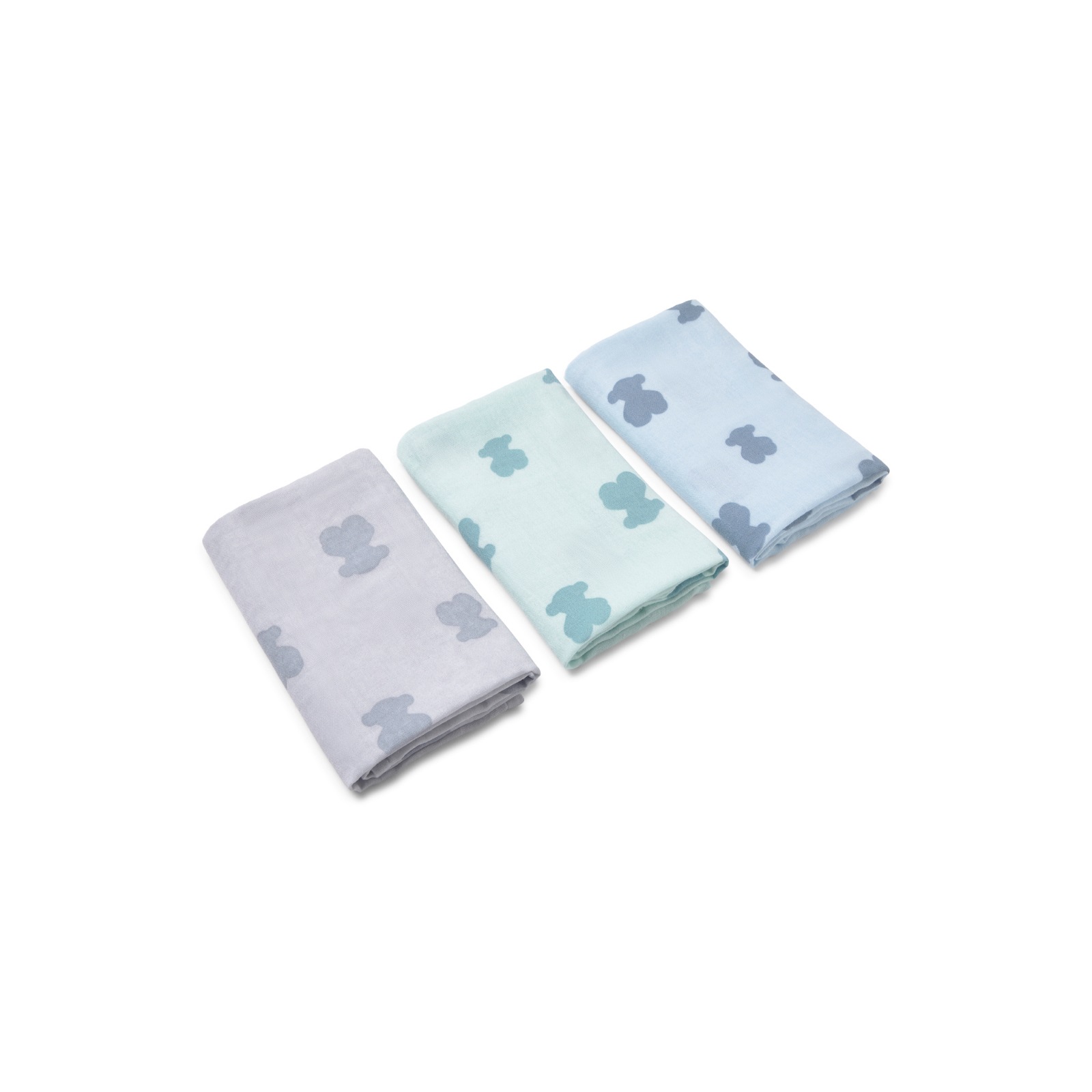 SET 3 GASAS MUSELINA CELESTE 55x55CM - Imagen 4