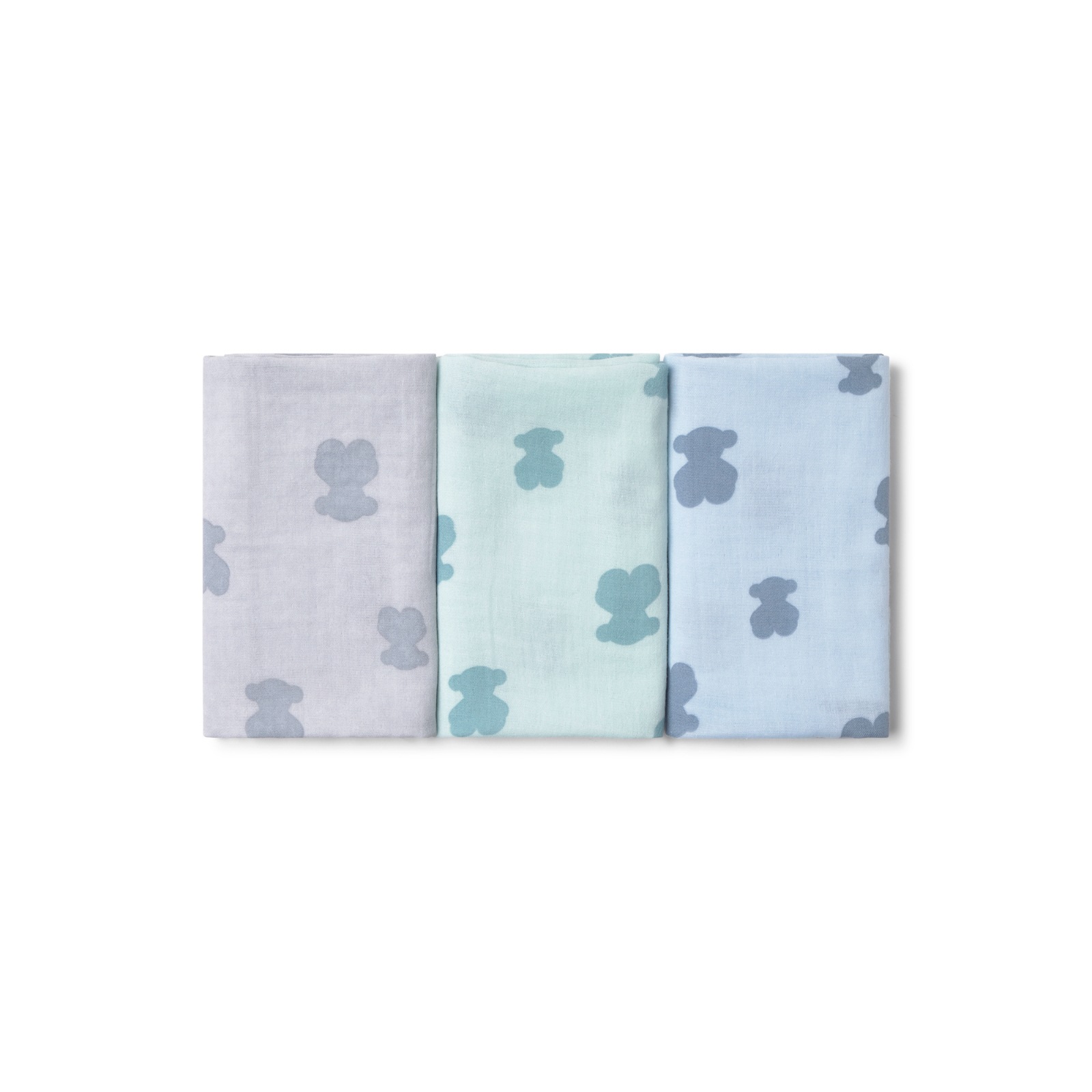 SET 3 GASAS MUSELINA CELESTE 55x55CM - Imagen 3