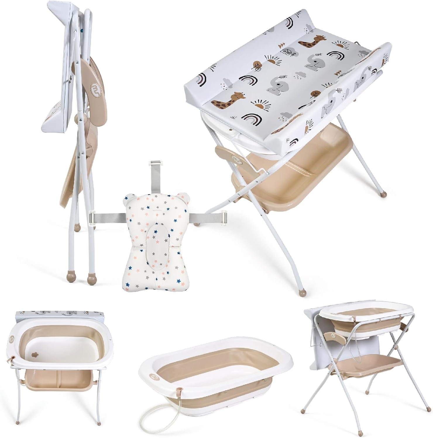 BAÑERA PLEGABLE CON CAMBIADOR Y COJIN REDUCTOR ZOE BEIGE - Imagen 3